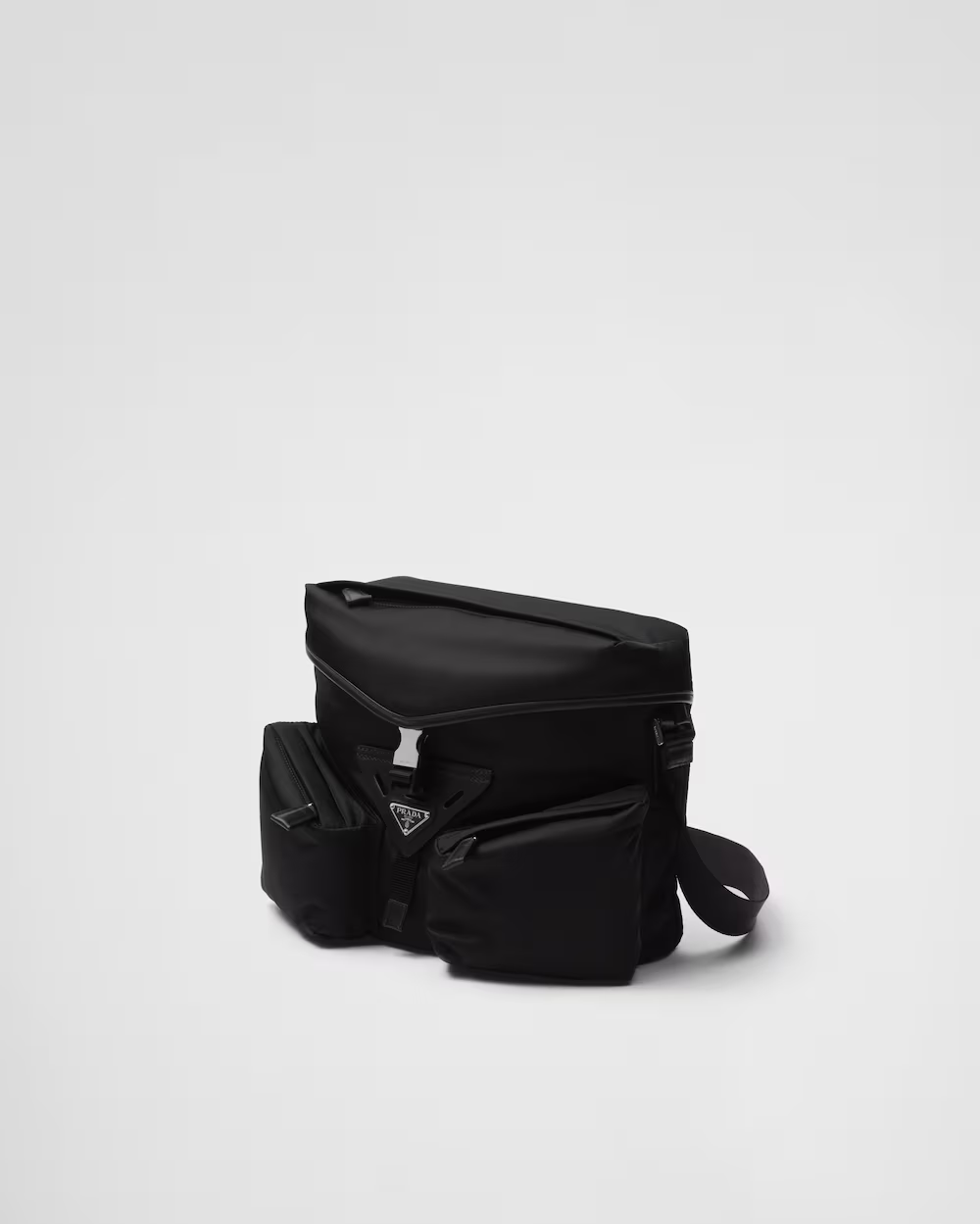 Re-Nylon and leather shoulder bag
